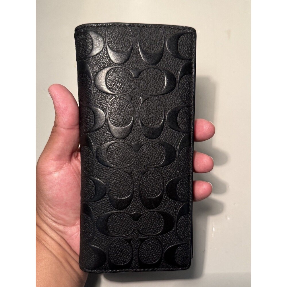 Coach Raised Black Canvas & Leather long Wallet